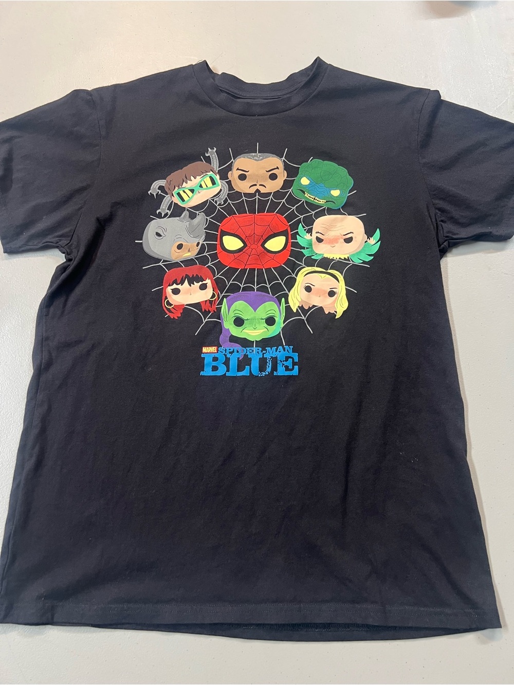 Funko Marvel Spider-Man Blue Graphic T-Shirt Black Men’s Mediu